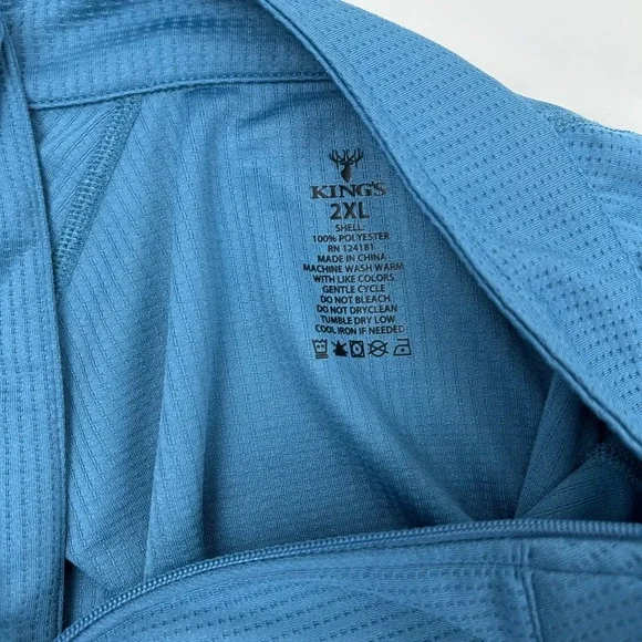 Kings Camo Mens 2XL Pullover Long Sleeve Quarter Zip Blue Active Shirt - Picture 6 of 7